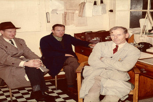 Bilde av Dette er fra formanns kontoret i fettfabrikken, fra venstre Per Sletnes, Larsen og Svendsen